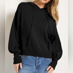 78&Sunny Black Grove Hooded Oversized Knit Sweater Size M